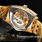 New Premium Men's Luxury Automatic Mechanical Stainless Steel Hollow Triangle Skeleton Dial Casual Mens Watches