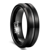 New Arrival 6mm 8mm Groove Brushed Black Tungsten Carbide Wedding Engagement Comfort Fit Rings - The Jewellery Supermarket