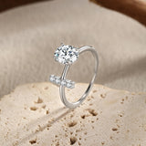 Open Minimalist Design Oval AAAA Lab Created Diamond Silver Sparkling Ring