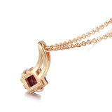 Trendy Flower Design Filled 14K Rose Gold Square Garnet Red AAA Zircon Crystals Necklace - Fine Jewellery