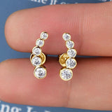 Excellent Single Row Round Bezel D Colour VVS1 Moissanite Diamonds Daily Party Silver Earrings Fine Jewellery - The Jewellery Supermarket