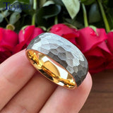 New Domed Brushed Two Colors 4/6/8mm Cool Hammer Tungsten Mens Womens Wedding Rings - Unique Jewellery For Couples - The Jewellery Supermarket