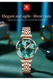 Elegant Luxury Zircon Diamond Rose Gold Colour Stainless Steel Waterproof Date Ladies Dress Wristwatches, Ideal Gift