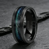Flowing Sand/Green Grass Agate Inlay High Polished Dome 8mm Tungsten Carbide Rings