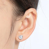 Elegant Heart Shape Flower 1ct D Colour Moissanite Diamonds Earrings for Women - Silver Sparkling Fine Jewellery