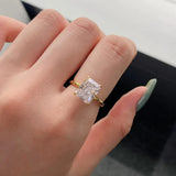 Luxury Silver Jewellery Radiant Cut AAAAA High Carbon Diamond Wedding Engagement 18K Gold Plated Big Rings - The Jewellery Supermarket