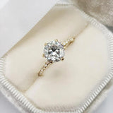 925 Sterling Silver 6.5mm Round Cut D Colour VVS1 Moissanite Solitaire Engagement Wedding Rings, Fine Jewellery
