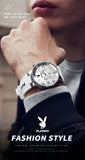 PLAYBOY Top Brand  New Original Fashion High Quality Silicone Strap Multifunction Quartz Watch for Men
