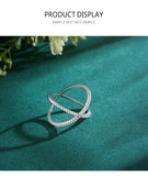 Charming 925 Silver Luxury Dazzling AAAA Lab Created Diamond Cross Line Ring