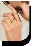 18K Gold Plated High Quality Stainless Steel Twisted Round Simple Daily Ring