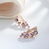 Graceful 14K Filled Gold Purple AAA Zircon Crystals Butterfly Drop Earrings