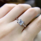 1or 2 Carat Princess Cut VVS1 D Colour Moissanite Diamond Silver Solitaire Ring