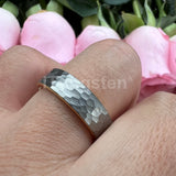 I Love You Stamped 6mm 8mm Tungsten Hammer Ring for Men Women  Comfort Fit