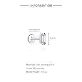 Round Cut 0.03-1.2CT Moissanite Diamonds Sterling Silver Unisex Stud Earrings