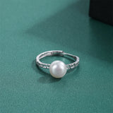 Vintage Greek Key Pattern Elegant Freshwater Pearl 925 Silver Ring