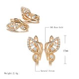 14K Rolled Gold Butterfly AAA Zircon Diamonds Symmetrical Wing Glossy Hollow Earrings