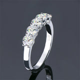 Dazzling 5 Stone VVS1 D Colour Moissanite Diamonds Half Eternity Silver Wedding Ring