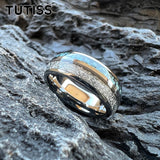 Meteorite Carbon Fiber Inlay 8mm Tungsten  Engagement Wedding Rings for Men Women