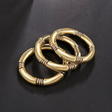 New Gold Silver Colour Chunky Bamboo Bracelets For Women - Stack Layered Curved Tube Stretch Modern Jewellery