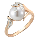 14 Karat Gold Filled Grey White Pearl AAA Zircon Diamonds Luxury Jewellery Women's Rings