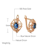 14 Karat Gold Filled Trend Blue AAA Zircon Diamonds Romantic Hollow Flower Earrings