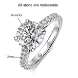 Marvelous D Colour VVS118K White Gold Plated Sterling Silver All Moissanite Row Rings Set For Women Fine Jewellery