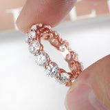 3/3.5/5mm Rose Gold Color VVS1 D Colour Moissanite Diamonds Eternity Silver Ring