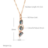 14K Rolled Gold Drop Necklace Unusual Colourful AAA Zircon Crystal Fashion Long Necklace
