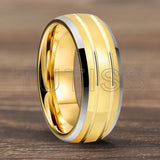 Double Groove Dome Polishing with Chamfering New Men's and Women's Tungsten Ring