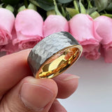 I Love You Stamped 6mm 8mm Tungsten Hammer Ring for Men Women  Comfort Fit