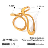 18K Plated Stainless Steel Minimalist Irregular Curve Geometric Curved Ring