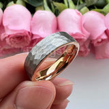 I Love You Stamped 6mm 8mm Tungsten Hammer Ring for Men Women  Comfort Fit