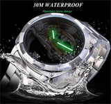 New Transparent Automatic Mechanical Watches - Stainless Steel Strap Vintage Skeleton Luminous Watches - The Jewellery Supermarket