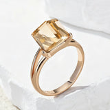 14 Karat Filled Gold Unique Light Brown Cube AAA Zircon Crystal Fashion Rings For Women