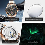 Fashion Luxury Skeleton Luxury Brand High Quality Multifunction Stainless Steel Automatic Mechanical Wristwatches