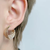 14K Gold Filled Trendy Twist Large Hoops Multilayer AAA Zircon Diamonds Earrings