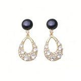 Multicolour Lovely Cultured Pearls AAA Zircon Diamonds Silver Drop Earrings