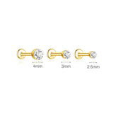 Sterling Silver Six Claws Sparkling Moissanite Diamonds Flat Back Stud Earrings