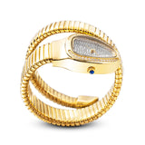 Amazing Luxury Zircon Diamond Dial Stainless Steel Quartz Wristwatch Fashion Snake Watch for WomenLady Dress Jewelry