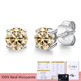 Real 0.1-3CT Moissanite Diamond Stud Earrings Silver Platinum Plated  Fine Jewelry