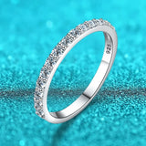 Half-Eternity Moissanite Diamonds Matching Wedding Diamond Sterling Silver Ring