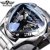 Fashion Top Brand Triangle Men's Automatic Mechanical Hollow Luxury Golden Full Stainless Steel Men's Wrist Watches