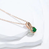 Luxury 14K Rolled Rose Gold AAA Zircon Round Emerald Crystal Necklace For Women -High Quality  Jewellery