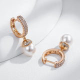 14 Karat Gold Filled Luxury New Unique Pearl AAA Zircon Diamonds Drop Earrings for Women