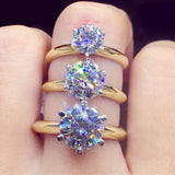 1Ct - 3Ct Diamond Solitaire Silver Yellow GP VVS1 D Colour Moissanite Diamond Ring