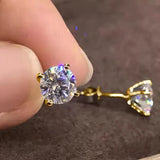 Sparkling 6.5mm1 ct Original D VVS1 Moissanite Diamonds Four Claw Stud Earrings
