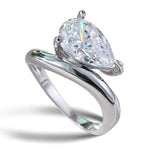 New Design 1.5-3CT Pear Cut VVS1 D Colour Moissanite Diamonds Solitaire Silver Ring