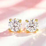 Classic Moissanite Diamonds Flower Stud Earrings 925 Silver with Six-Prong Setting