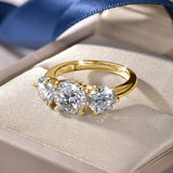 Awesome 4.0 Carat D Colour VVS1 Round Moissanite 3-Stone Ring Fine Jewellery