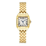 Luxury Full CZ Diamonds Top Brand Square Roman Quartz Fashion Stainless Steel Women's Watches
